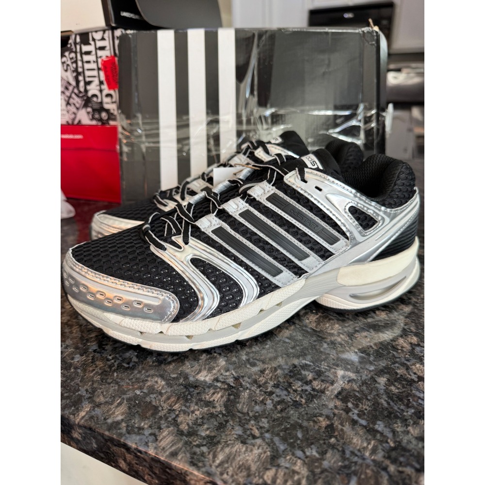 Adidas Adistar Control 5 Black Silver Metallic Running Shoes JQ4169 Mens 10